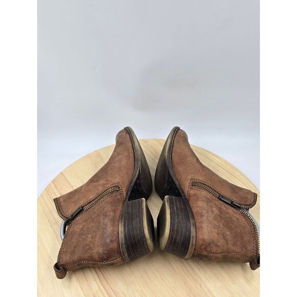 Lucky Brand Womens Basel Ankle Booties Brown Leather side Zip Sz 7M - Picture 6 of 8